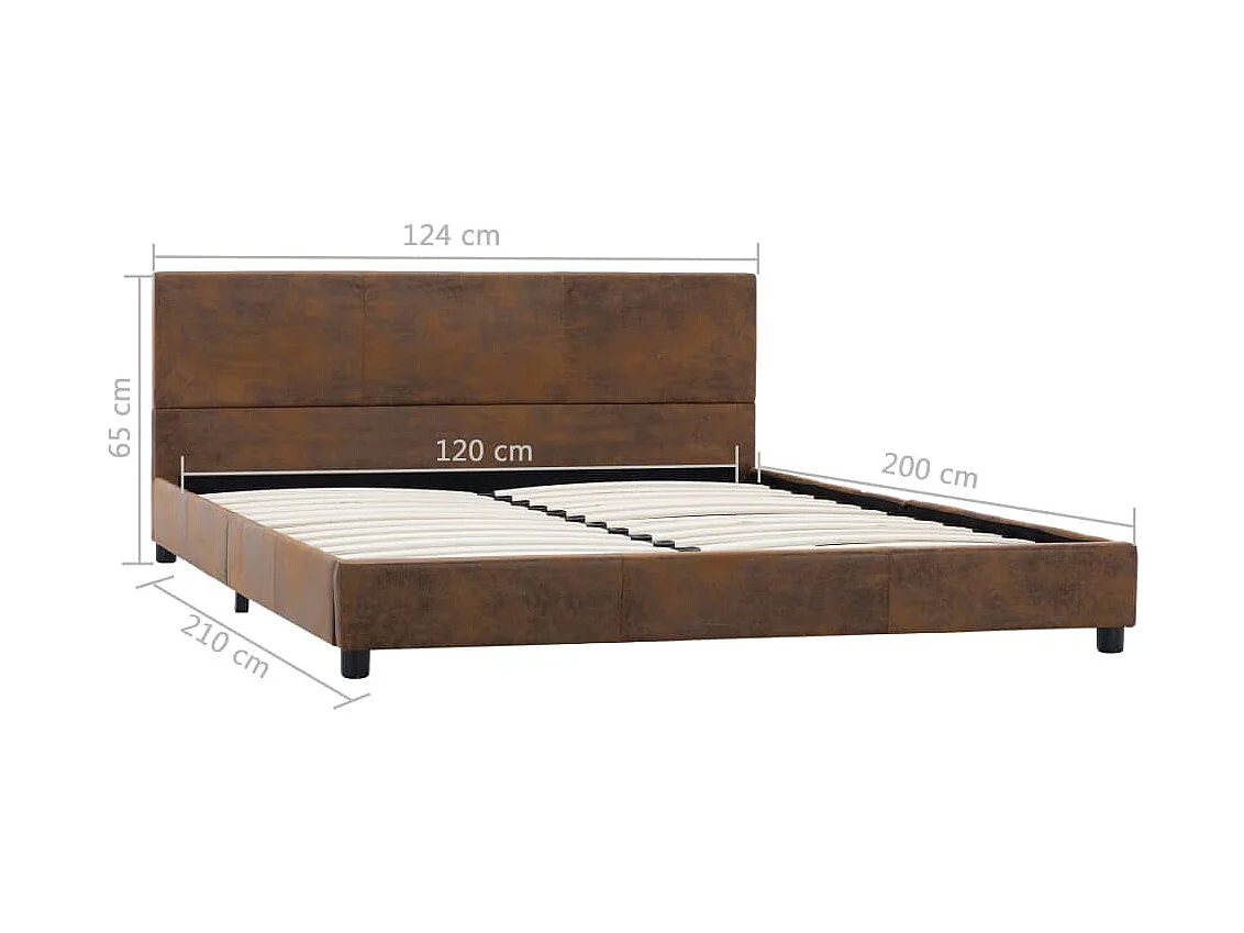 Cadre de lit sans matelas marron similicuir daim 120x200 cm