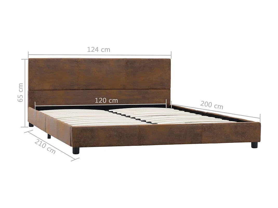 Cadre de lit sans matelas marron similicuir daim 120x200 cm