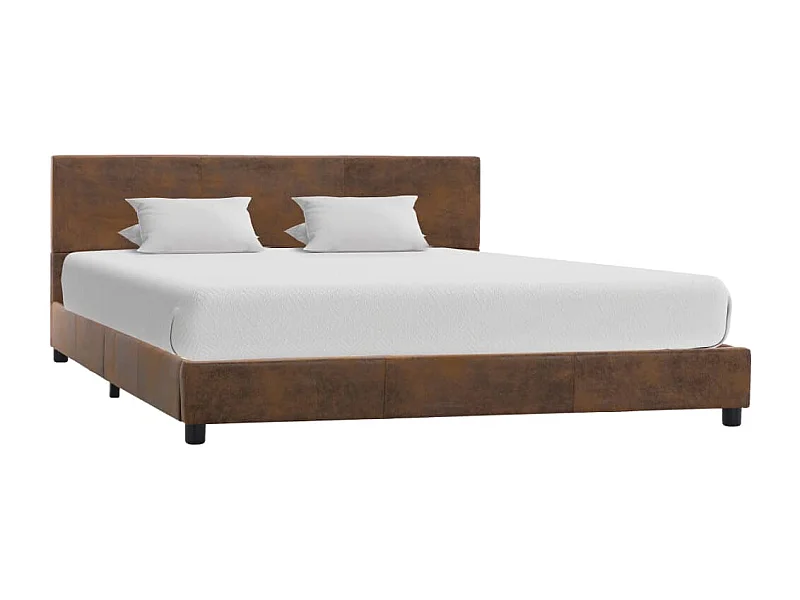 Estrutura de cama 120x200 cm camurça artificial castanho