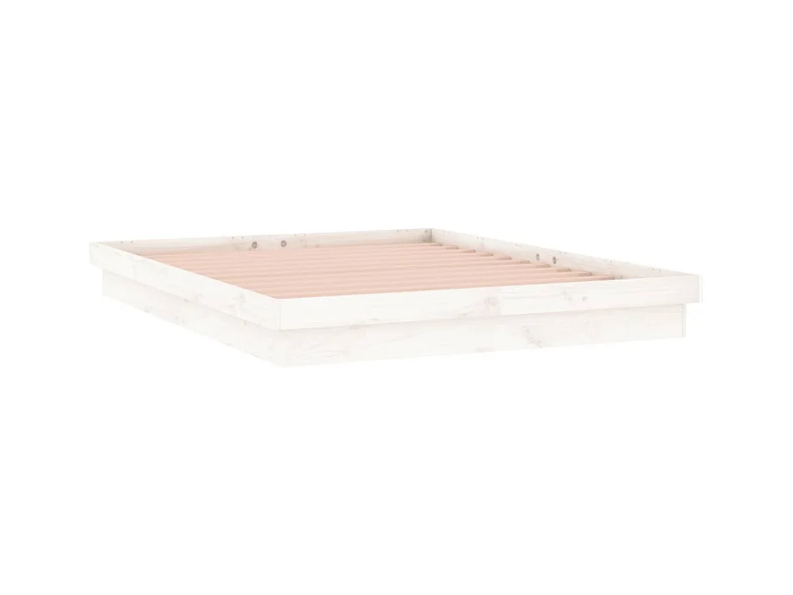 Bedframe LED massief hout wit 135x190 cm