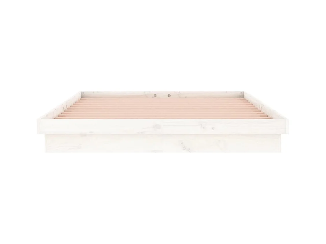 Bedframe LED massief hout wit 135x190 cm
