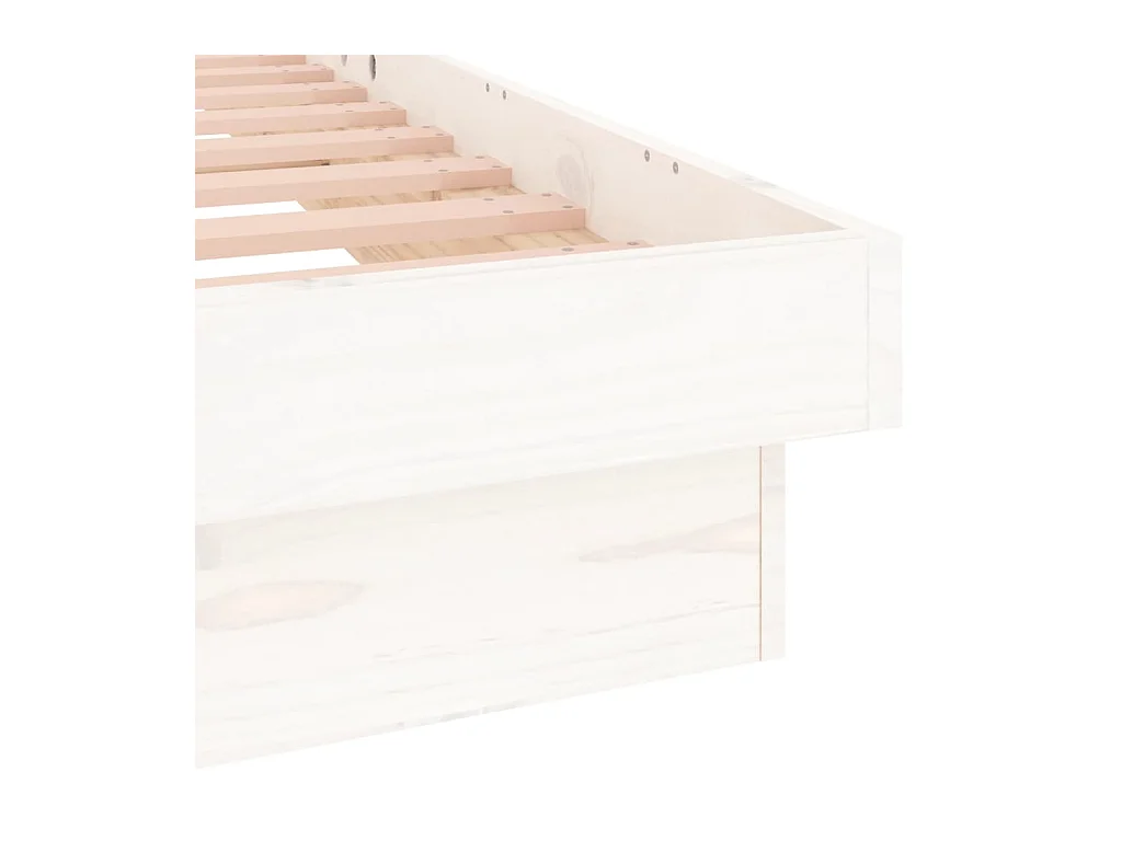Bedframe LED massief hout wit 135x190 cm