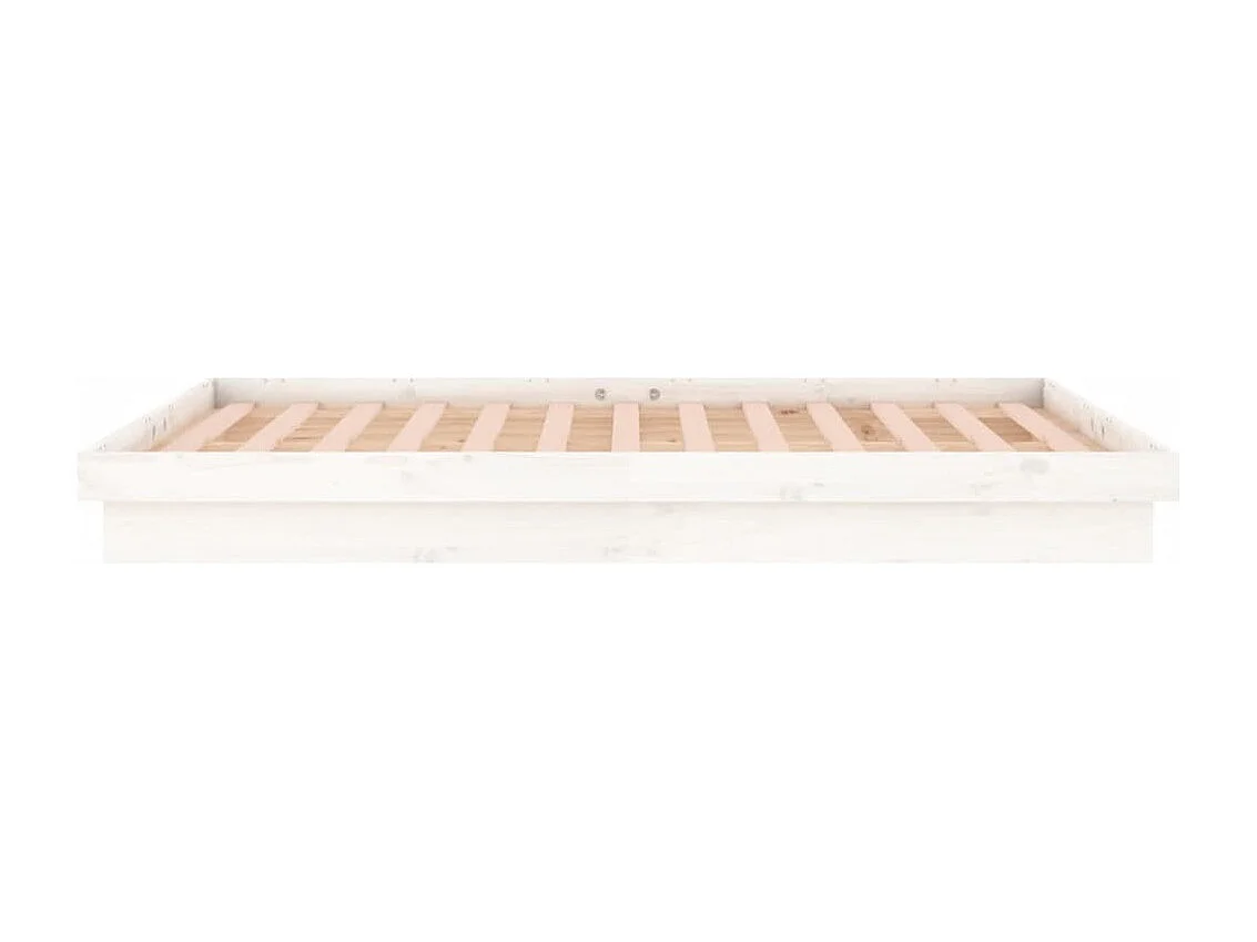 Bedframe LED massief hout wit 135x190 cm