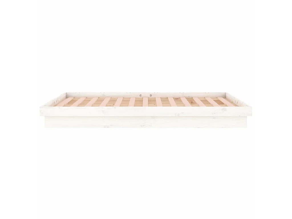 Cadre de lit à LED sans matelas blanc bois massif