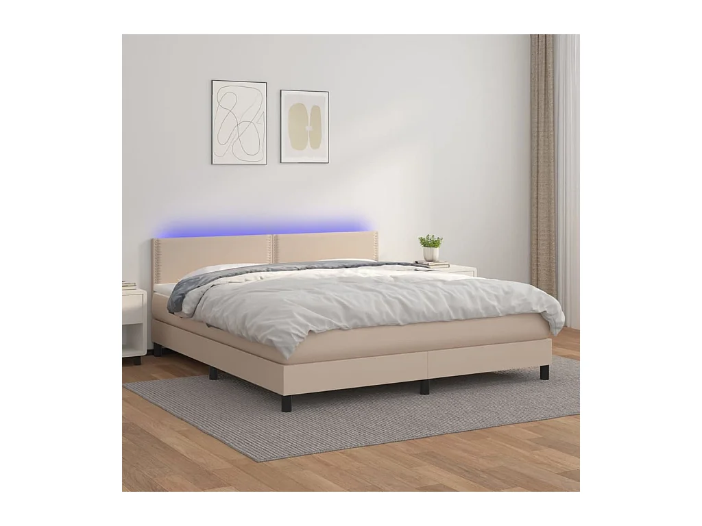 Sommier à lattes de lit avec matelas LED Cappuccino 180x200 cm