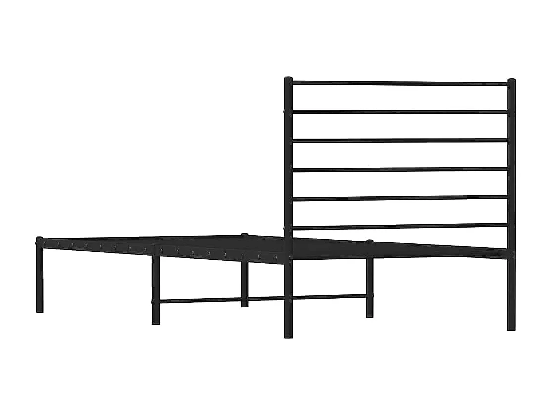 Cadre de lit métal sans matelas avec tête de lit noir 100x200cm