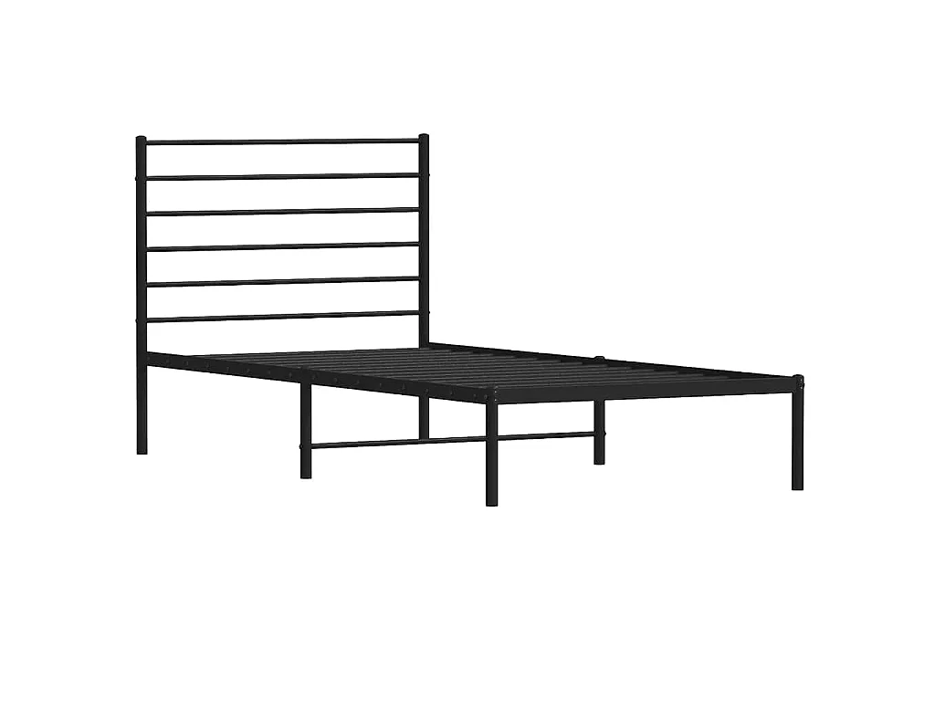 Cadre de lit métal sans matelas avec tête de lit noir 100x200cm