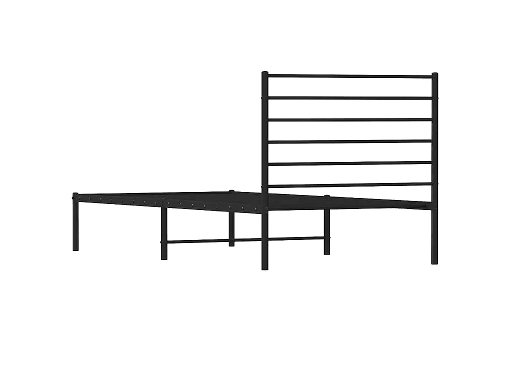 Cadre de lit métal sans matelas avec tête de lit noir 100x200cm