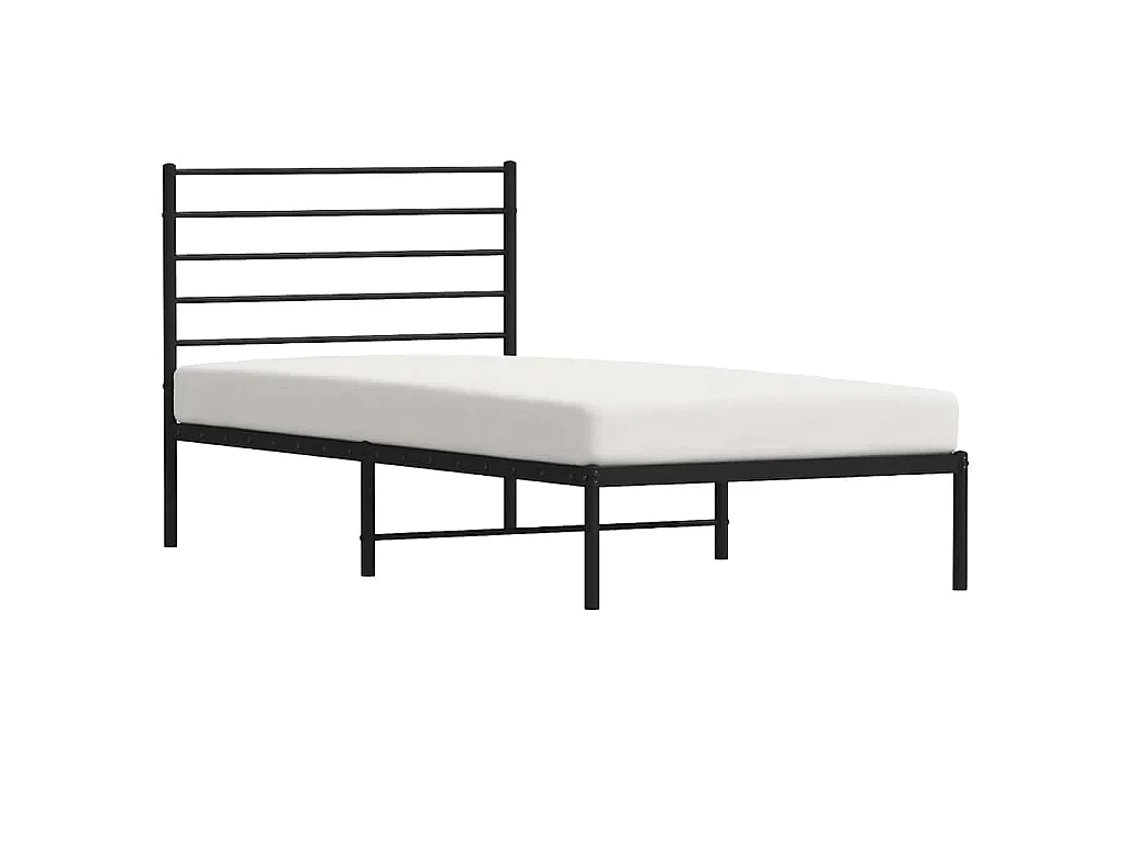 Cadre de lit métal sans matelas avec tête de lit noir 100x200cm