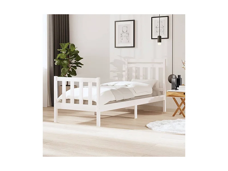 Cadre de lit sans matelas blanc bois massif