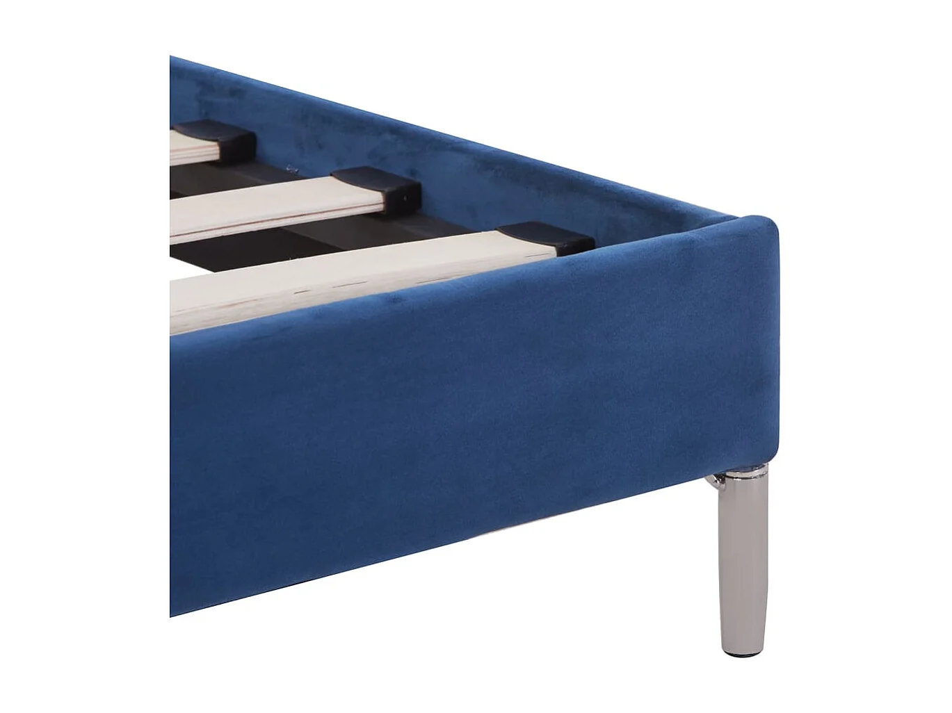 Cadre de lit avec LED sans matelas bleu tissu 160x200 cm