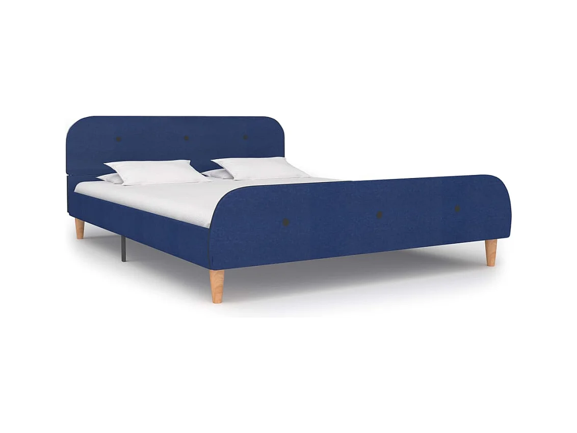 Cadre de lit sans matelas bleu tissu 140x200 cm