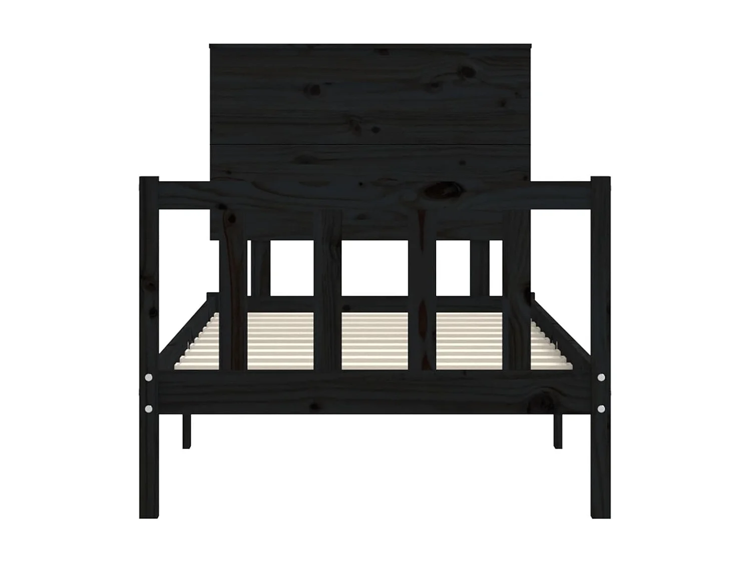 Estrutura cama de solteiro c/ cabeceira madeira maciça preto