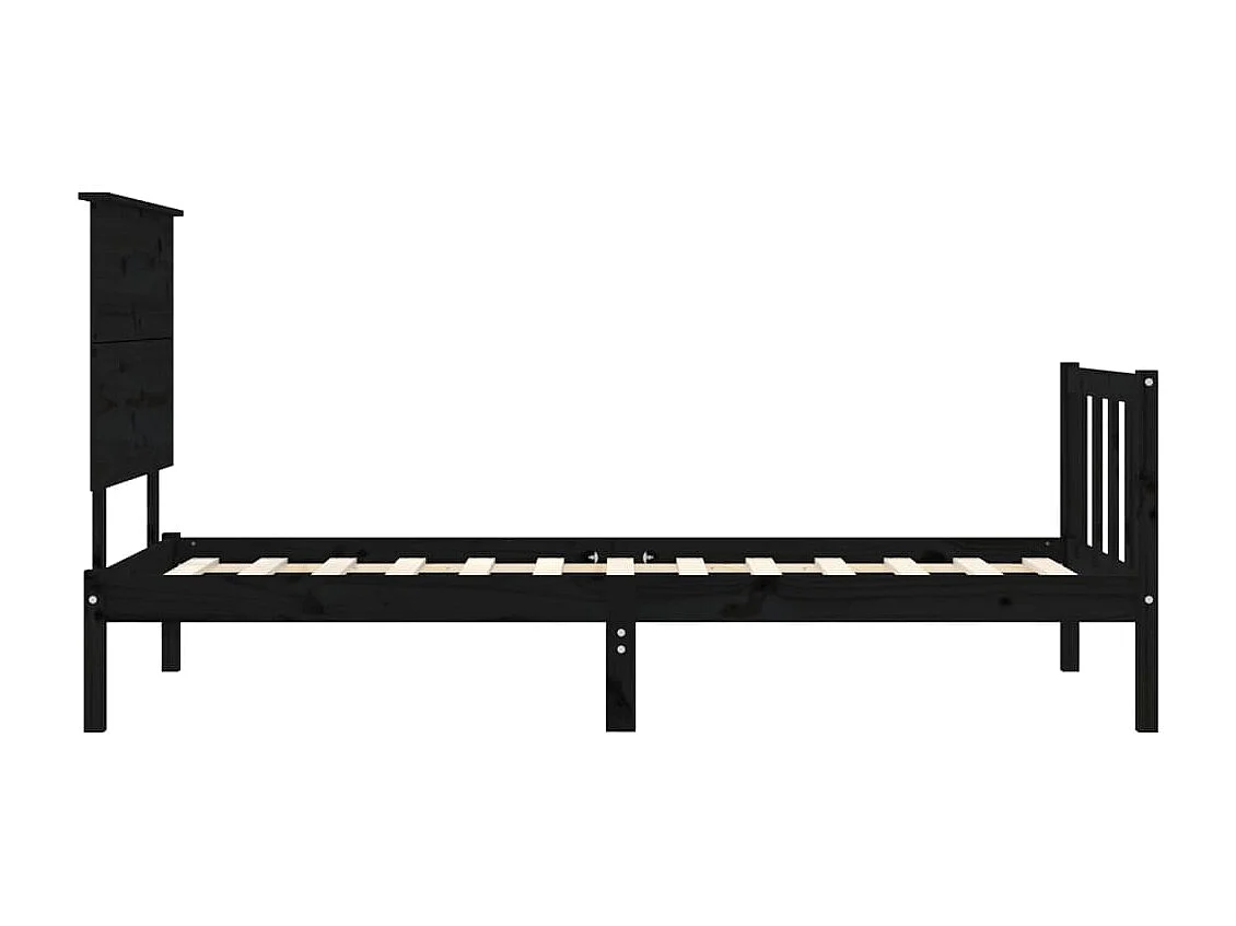 Estrutura cama de solteiro c/ cabeceira madeira maciça preto