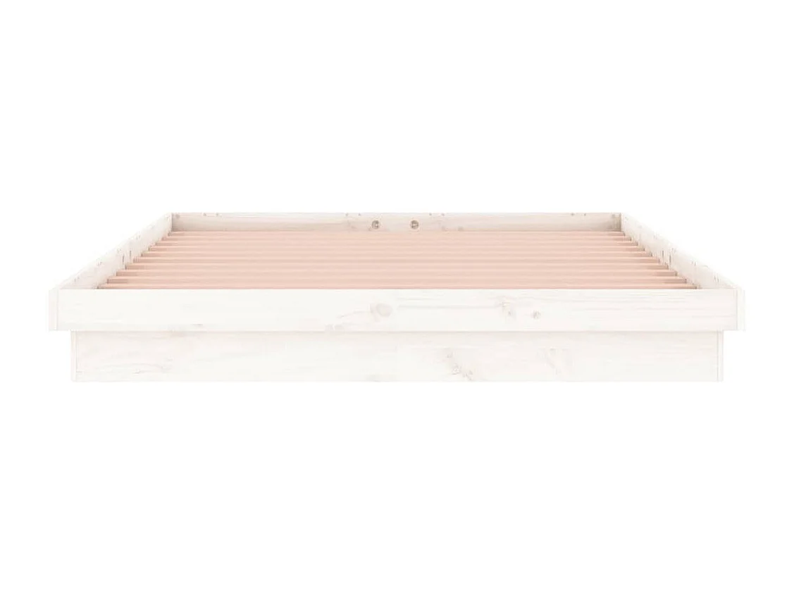Cadre de lit à LED sans matelas blanc bois massif