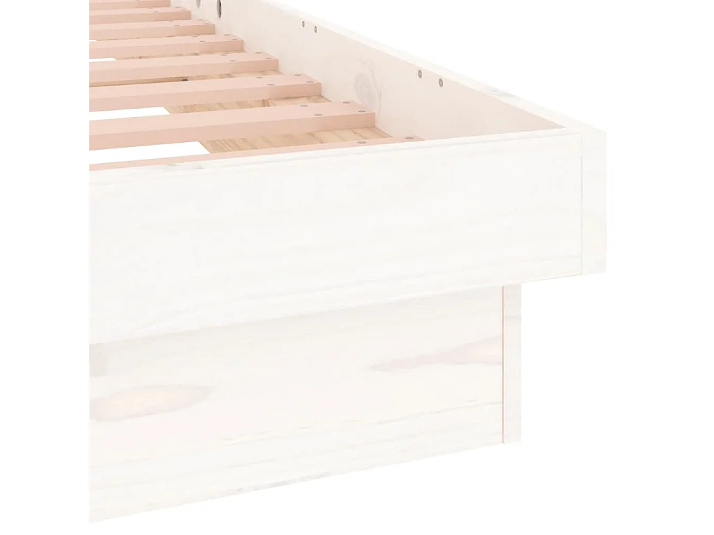 Cadre de lit à LED sans matelas blanc bois massif