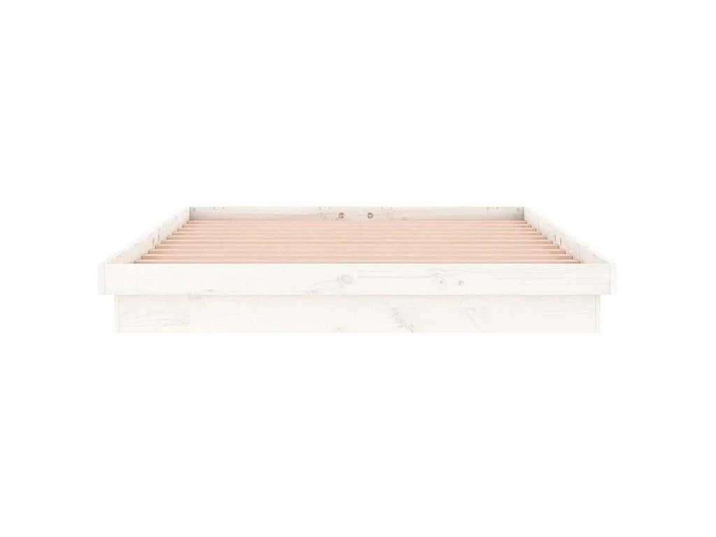Cadre de lit à LED sans matelas blanc bois massif