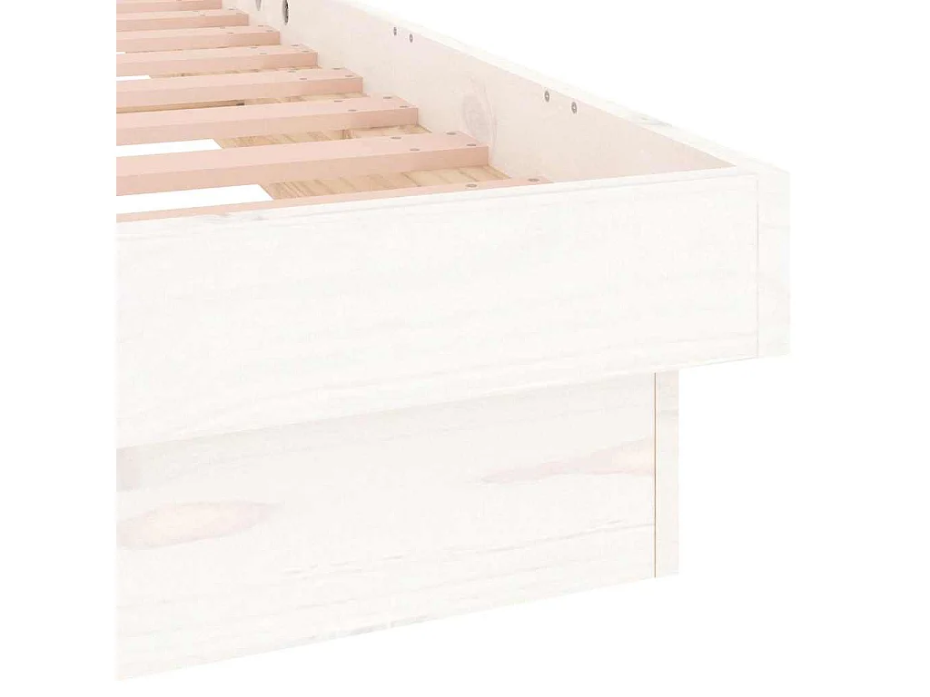 Cadre de lit à LED sans matelas blanc bois massif