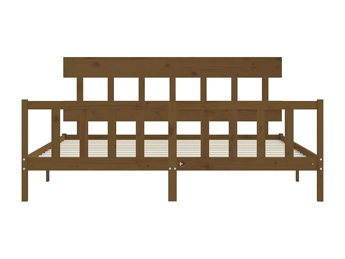 Bedframe met hoofdbord massief hout honingbruin 200x200 cm