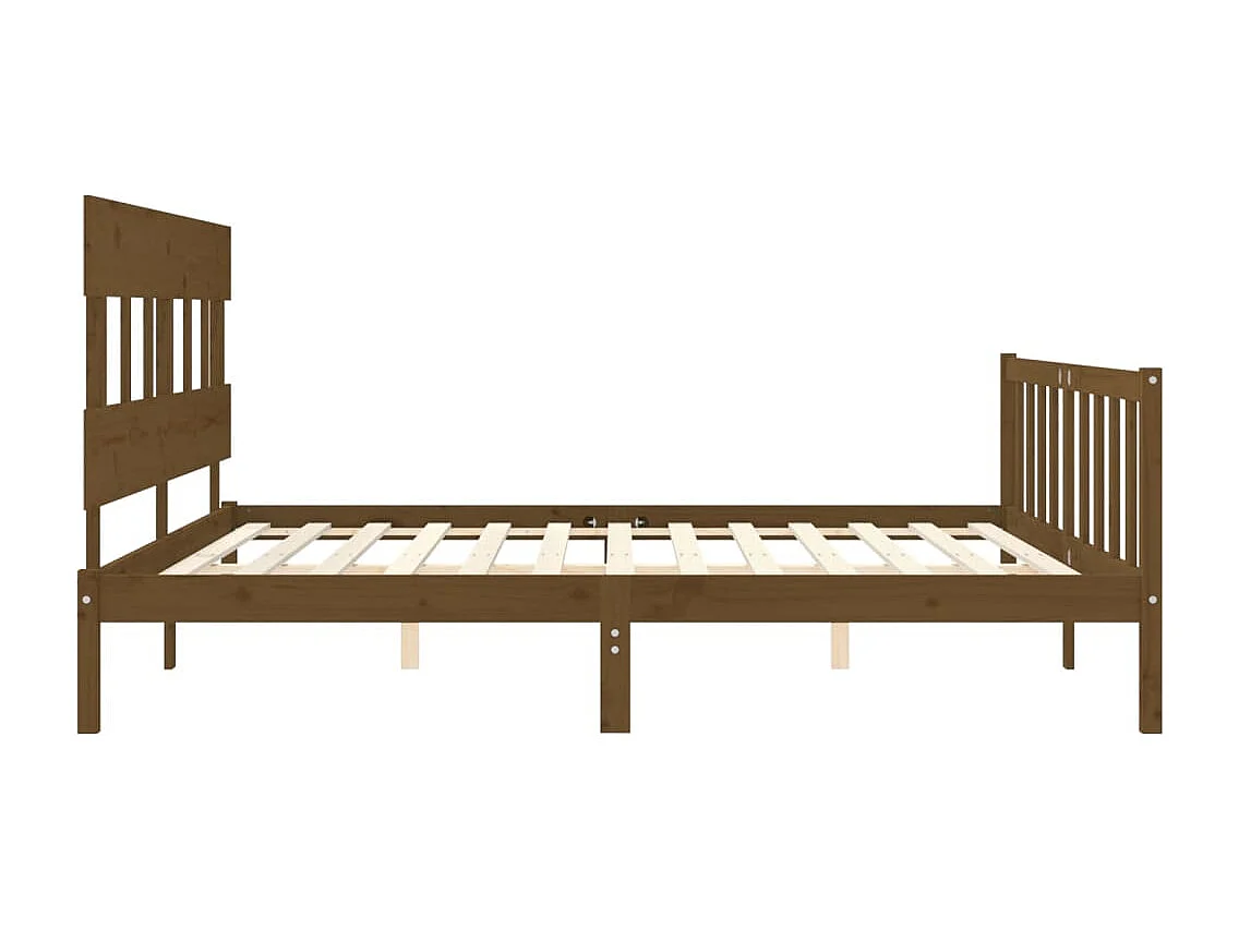 Bedframe met hoofdbord massief hout honingbruin 200x200 cm