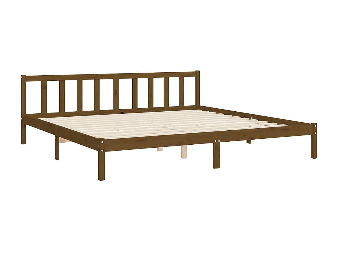 Bedframe met hoofdbord massief hout honingbruin 200x200 cm