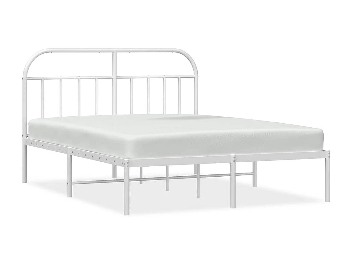 Bedframe met hoofdbord metaal wit 150x200 cm
