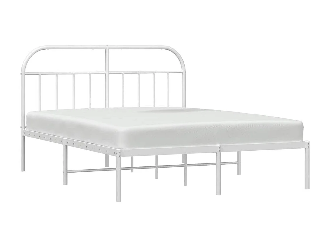 Bedframe met hoofdbord metaal wit 150x200 cm