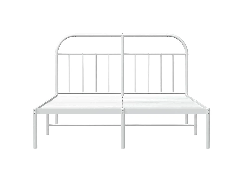 Cadre de lit métal sans matelas et tête de lit blanc 150x200 cm