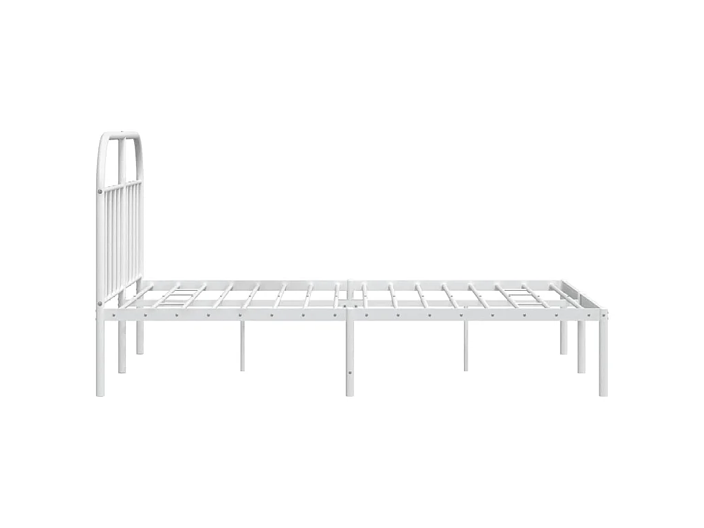 Cadre de lit métal sans matelas et tête de lit blanc 150x200 cm