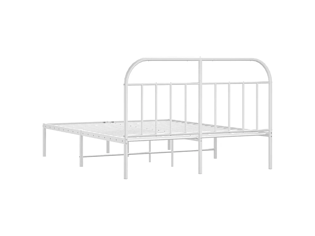 Cadre de lit métal sans matelas et tête de lit blanc 150x200 cm