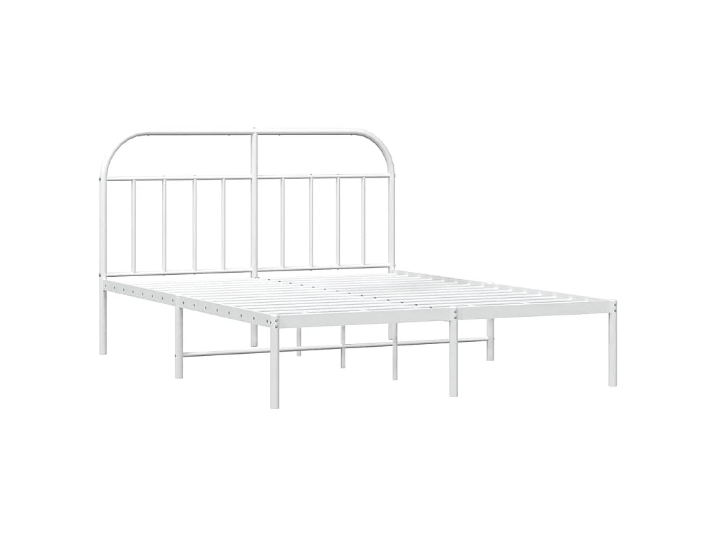Bettgestell mit Kopfteil Metall Weiß 150x200 cm