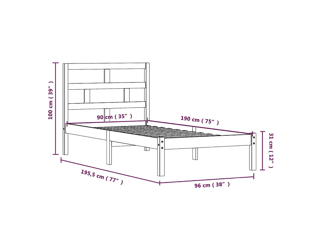 Giroletto 90x190 cm Single in Legno Massello