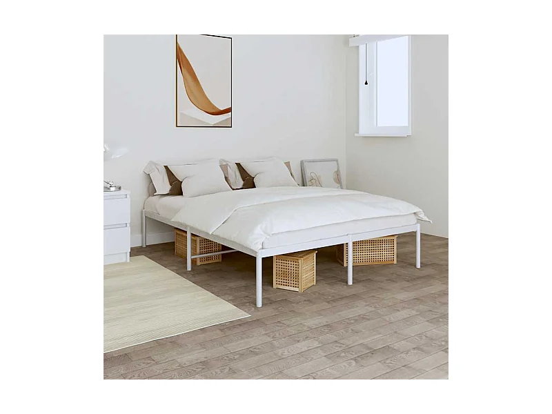 Estructura de cama sin colchón metal blanco 140x190 cm