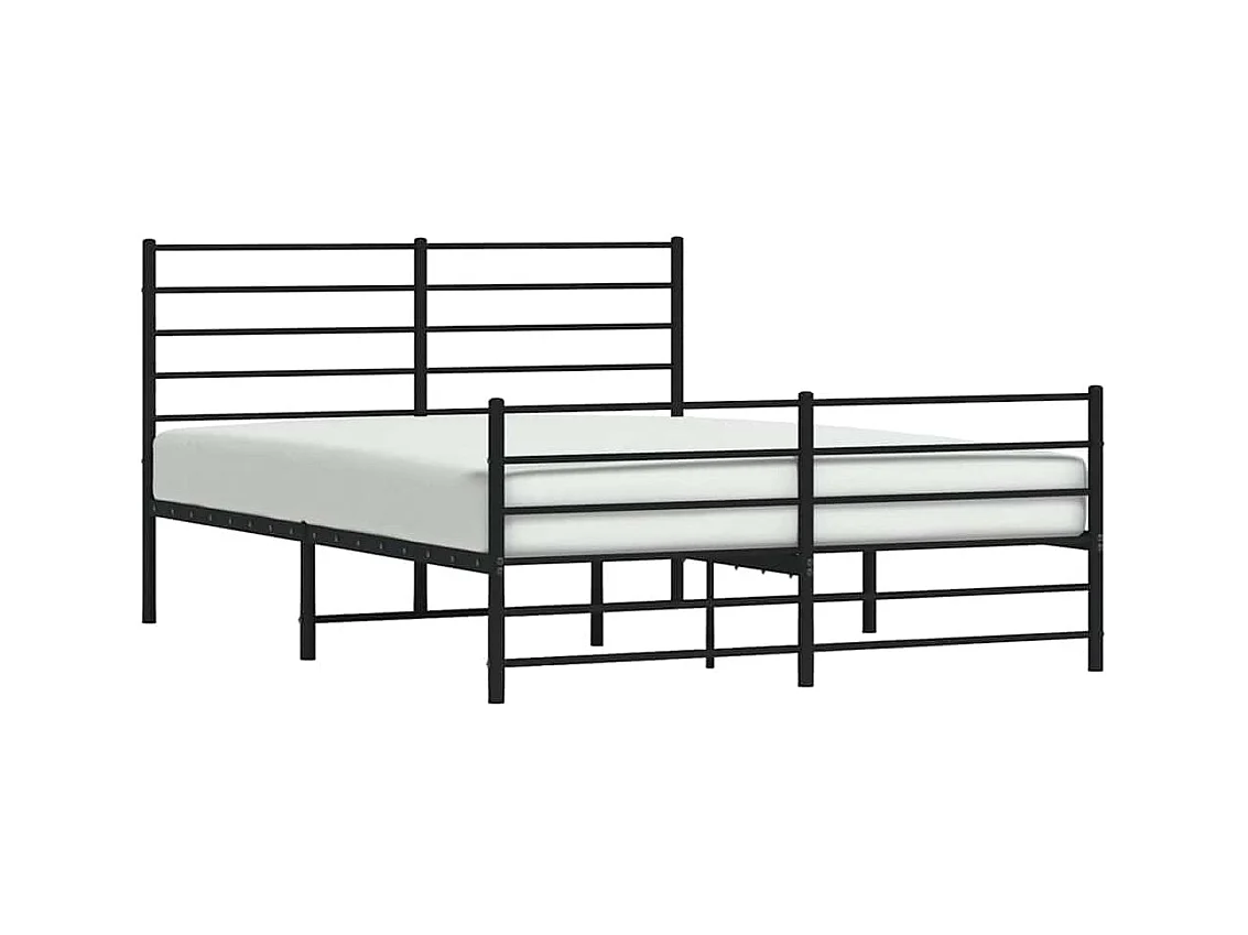 Bedframe met hoofd- en voeteneinde metaal zwart 135x190 cm