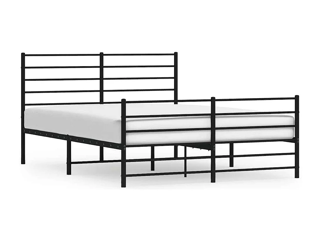 Cadre de lit métal sans matelas avec pied de lit noir 135x190cm