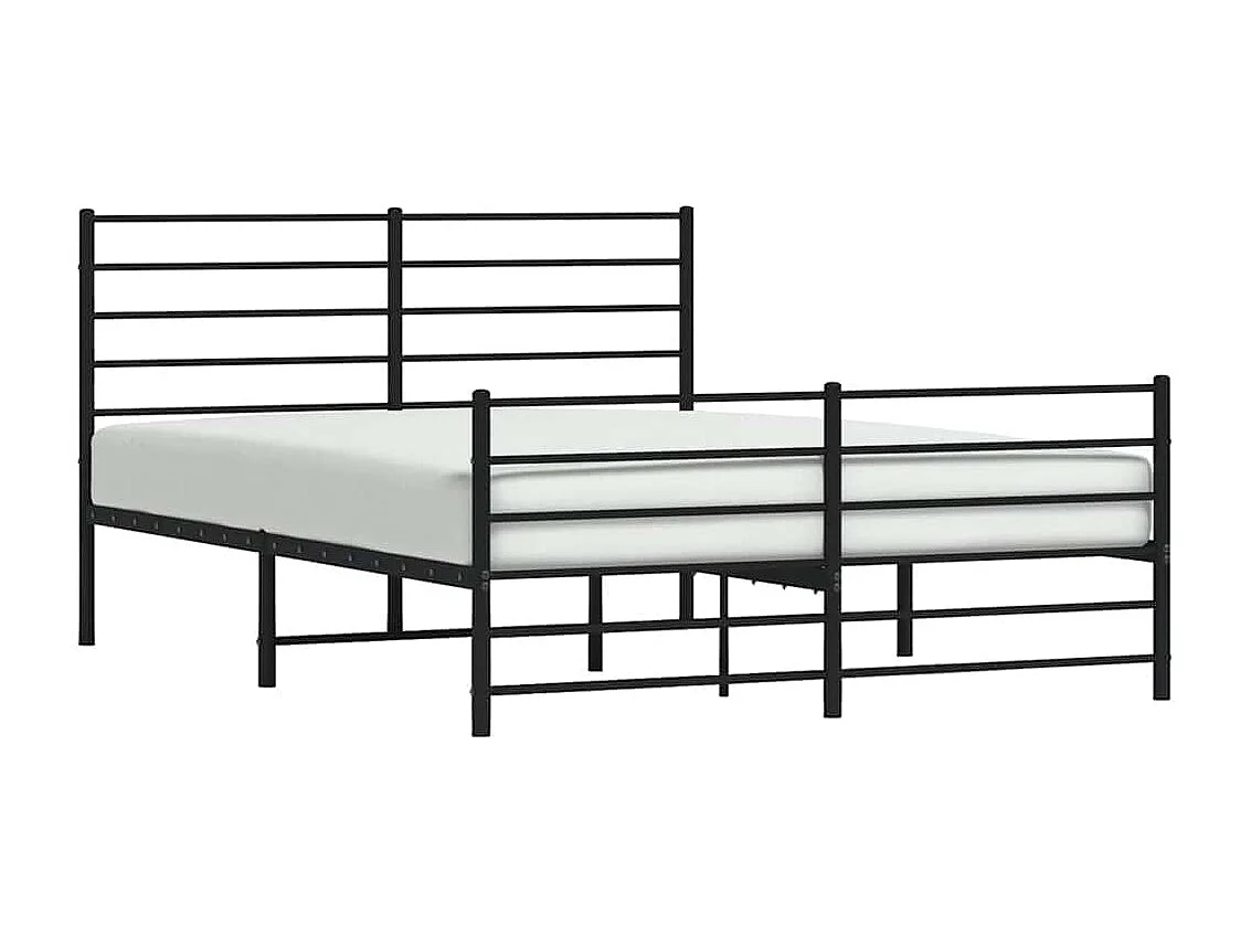 Cadre de lit métal sans matelas avec pied de lit noir 135x190cm