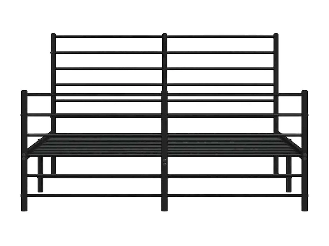 Cadre de lit métal sans matelas avec pied de lit noir 135x190cm