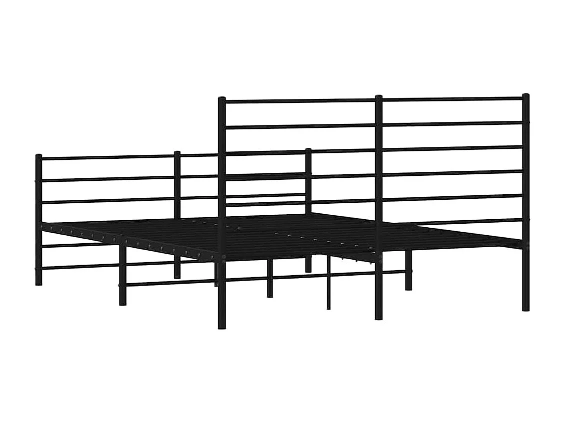 Cadre de lit métal sans matelas avec pied de lit noir 135x190cm