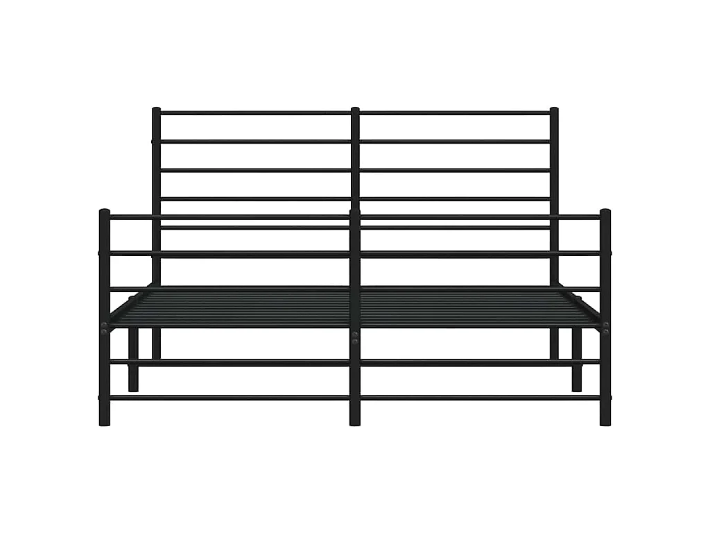 Cadre de lit métal sans matelas avec pied de lit noir 135x190cm