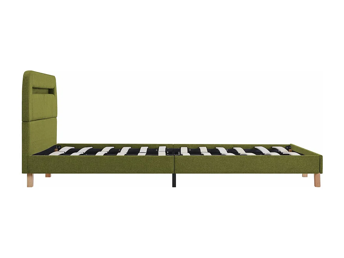 Cadre de lit avec LED sans matelas vert tissu 140x200 cm