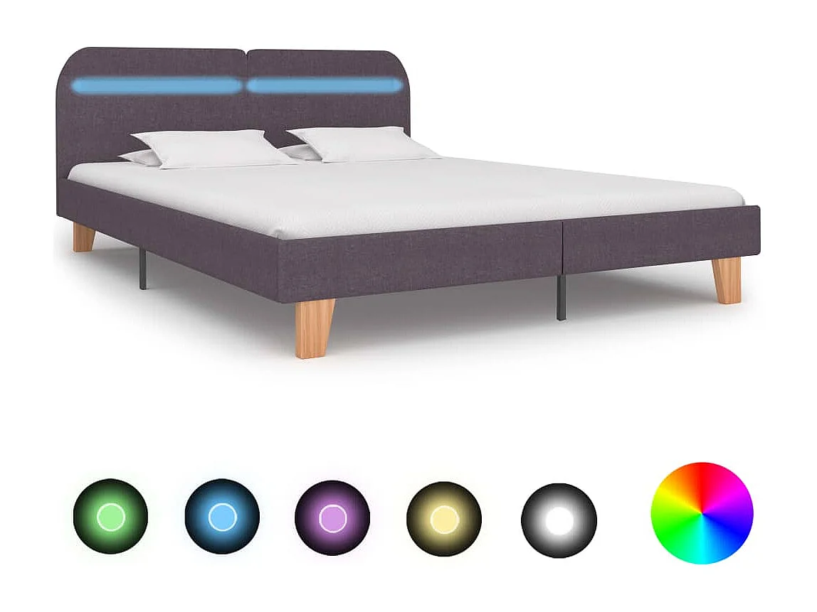 Cadre de lit avec LED sans matelas taupe tissu 160x200 cm