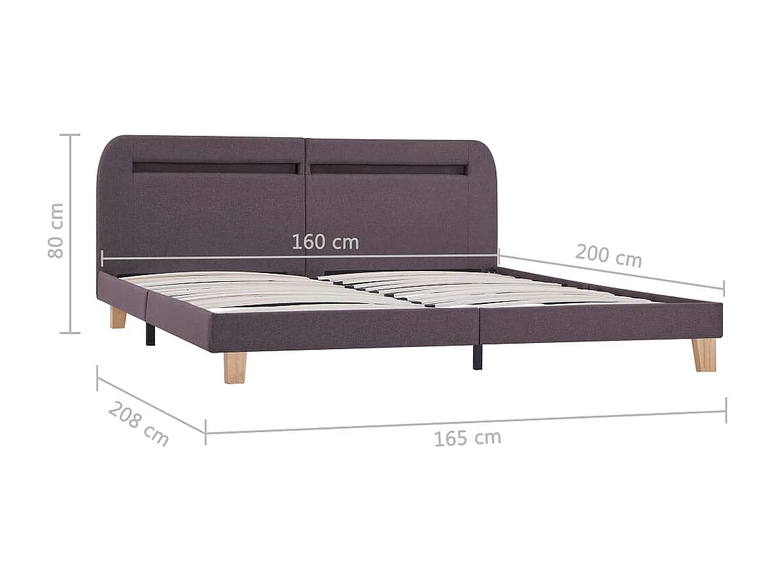 Cadre de lit avec LED sans matelas taupe tissu 160x200 cm