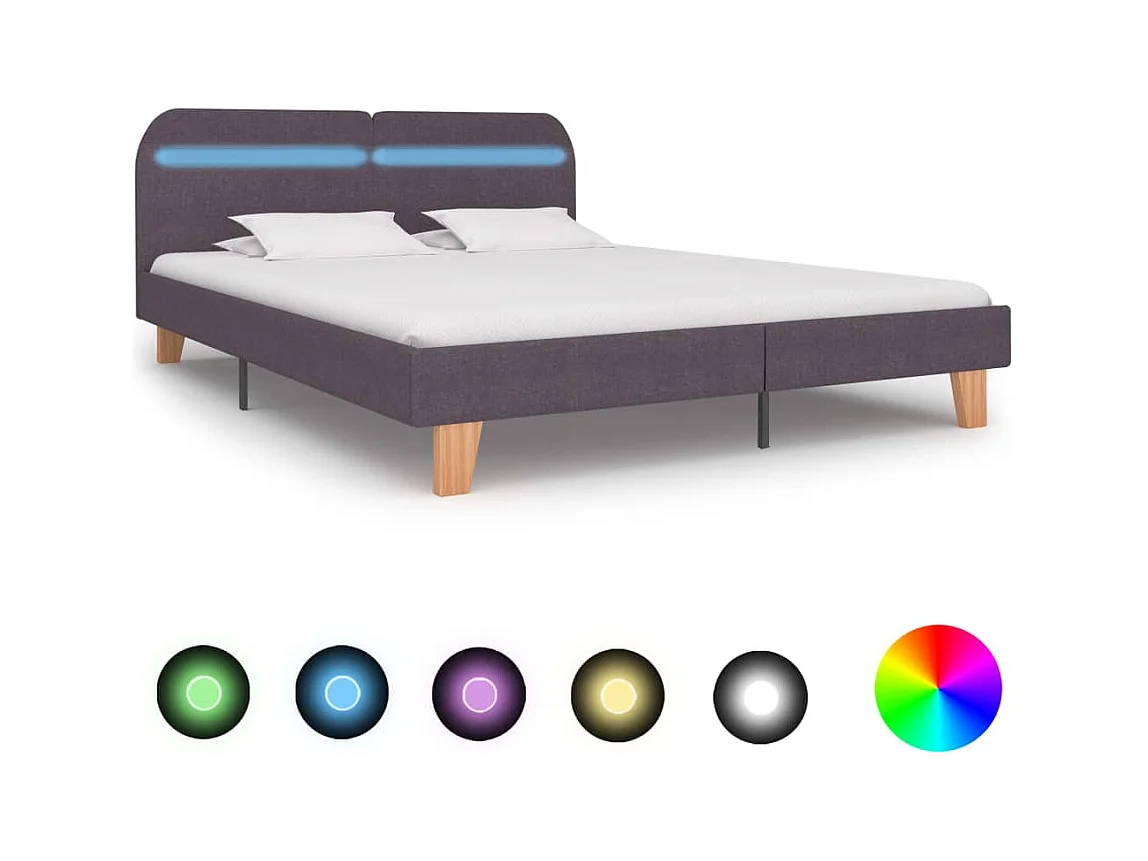 Cadre de lit avec LED sans matelas taupe tissu 160x200 cm