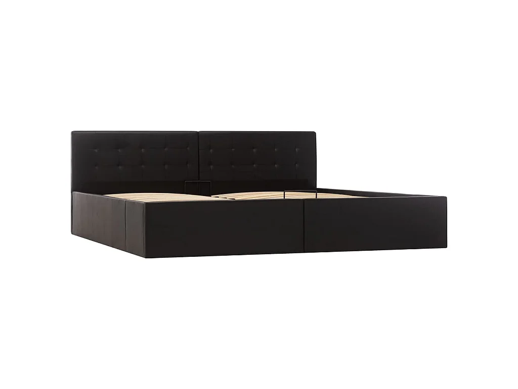 Giroletto con Contenitore Idraulico Nero Similpelle 180x200cm