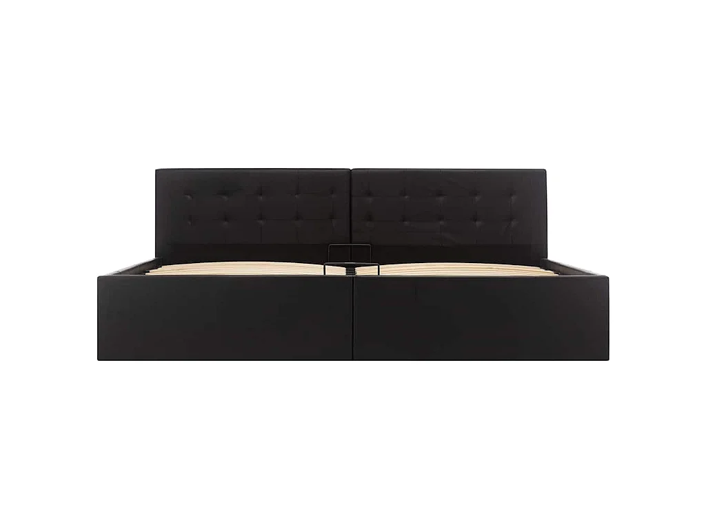 Giroletto con Contenitore Idraulico Nero Similpelle 180x200cm