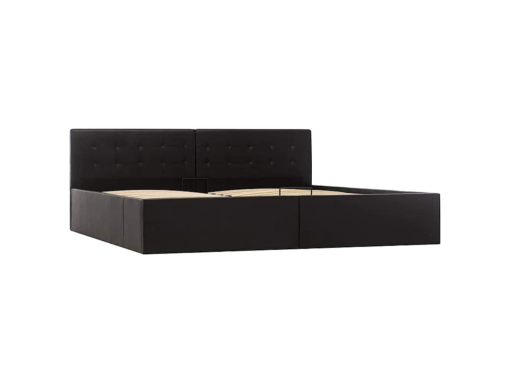 Giroletto con Contenitore Idraulico Nero Similpelle 180x200cm