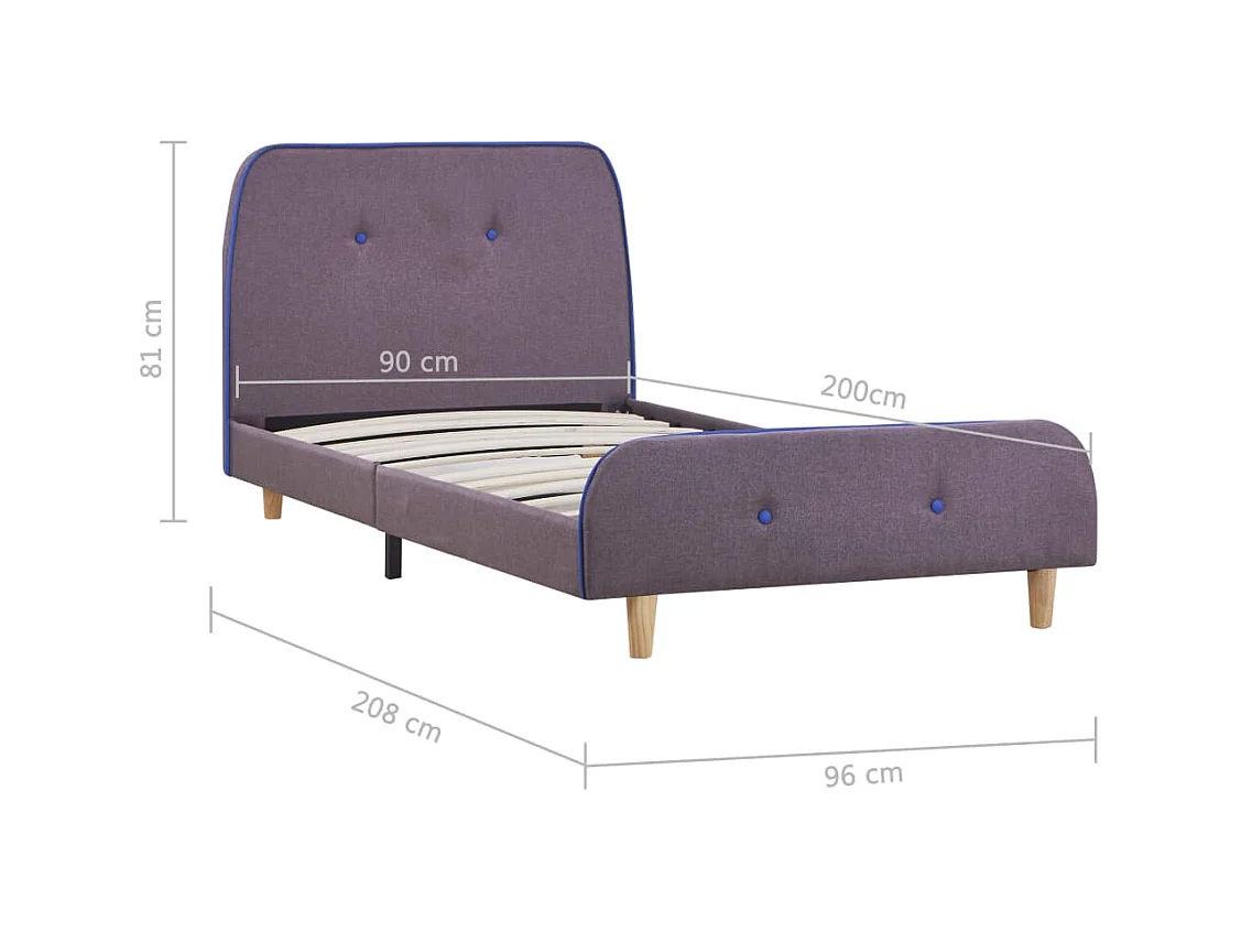 Bedframe stof taupe 90x200 cm