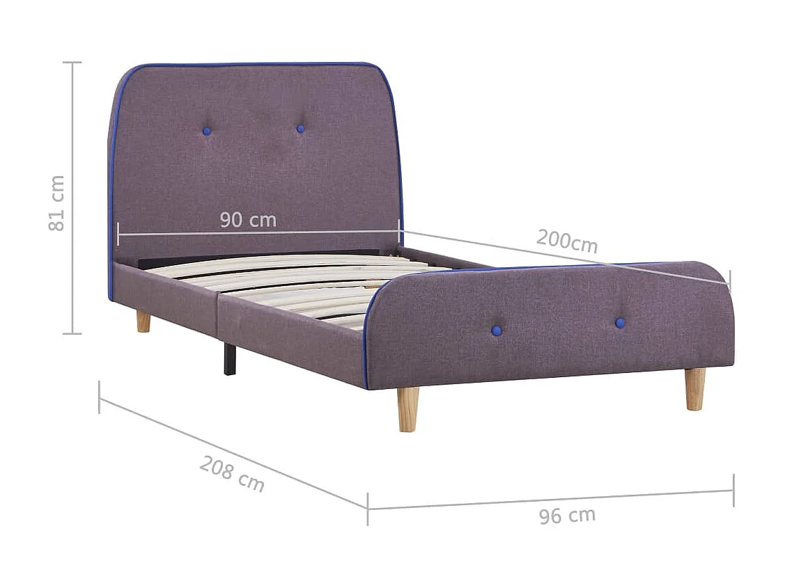 Bedframe stof taupe 90x200 cm