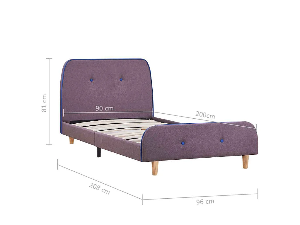 Bettgestell Taupe Stoff 90x200 cm