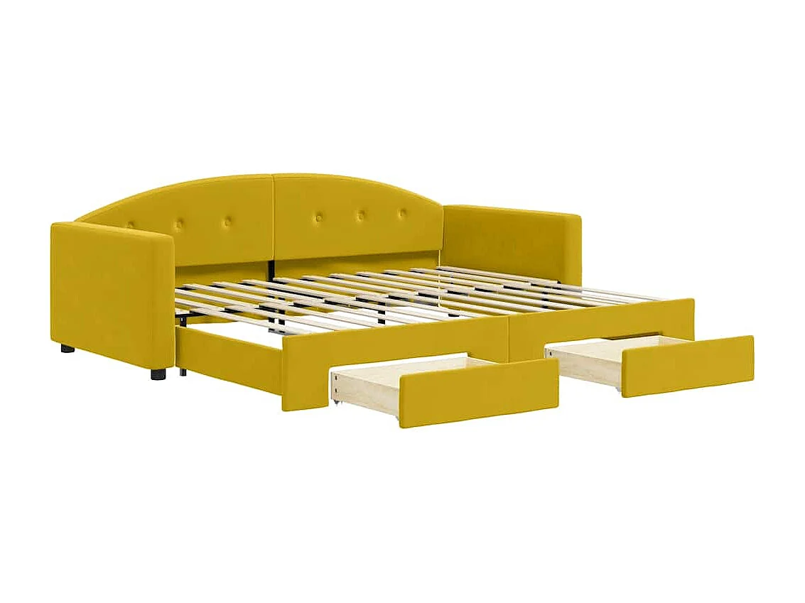 Sofá-cama com gavetão e gavetas 90x200 cm veludo amarelo